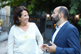 Elisenda Paluzie (ANC) y Marcel Mauri (Òmnium), esta tarde (ANC)