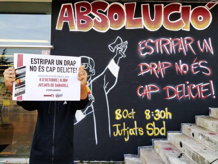 Imagen convocando a la concentración del martes en los Juzgados de Sabadell. (@abs_antifaUAB)