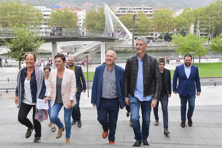 Candidatas y candidatos de EH Bildu, hoy en Bilbo. (Idoia ZABALETA | FOKU)