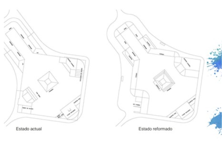 Planos en los que se aprecian los cambios a realizar en el skatepark de Antoniutti.