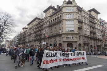 Iaz mobilizazioa egin zuten lantegiko beharginek Bilbon, «enplegu finko eta duinaren defentsan». (Juanan RUIZ/FOKU)