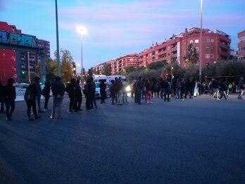 Corte de tráfico en la avenida Meridiana de Barcelona. (@endavantstap)