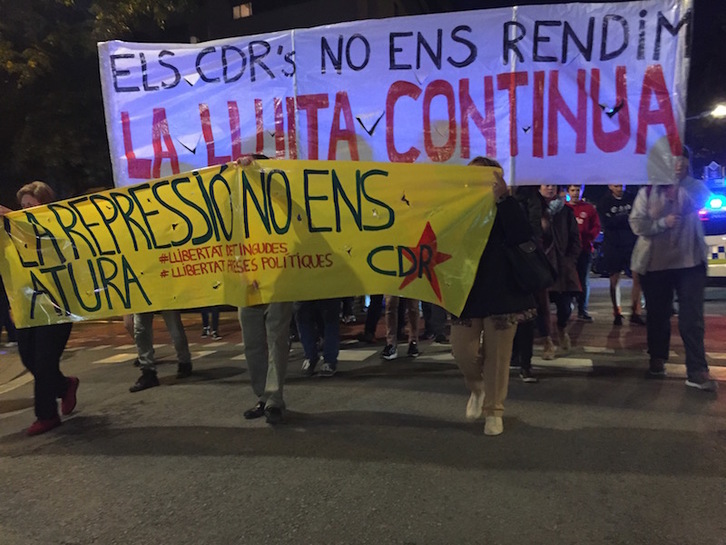 Una de las movilizaciones organizadas por los CDR, en Barcelona. (R.S.)