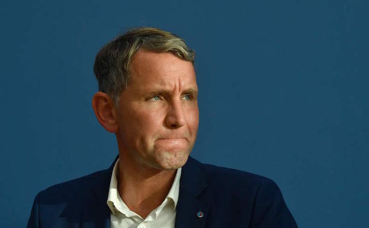 El candidato de la AfD, Björn Höcke, en una conferencia de prensa hoy en Berlín. (John MACDOUGALL/AFP)