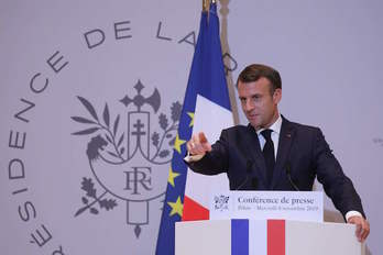 El presidente francés, Emmanuel Macron, en su reciente visita a China. (Ludovic MARIN/AFP)