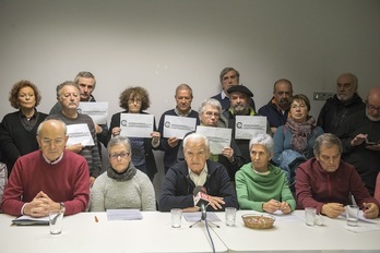 Gipuzkoako pentsiodunen prentsa agerraldia, Donostian. (Gorka RUBIO / FOKU)