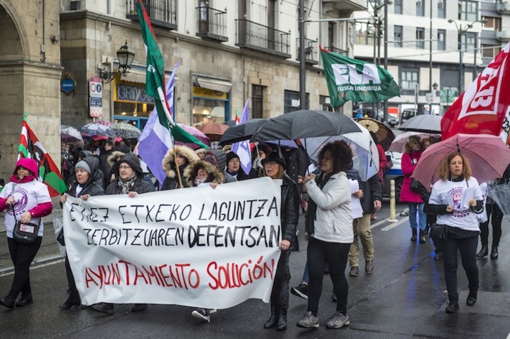 La manifestación estaba convocada por LAB, ELA, UGT y USO. (Marisol RAMÍREZ | FOKU)