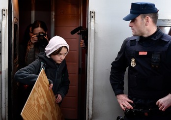 Greta Thunberg, en la estación madrileña de Atocha. (Oscar DEL POZO | AFP)