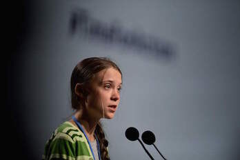 Intervención de Greta Thunberg. (Cristina QUICLER / AFP)