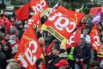 Movilización de la CGT el pasado jueves en Nantes. (Sebastien SALOM-GOMIS / AFP)