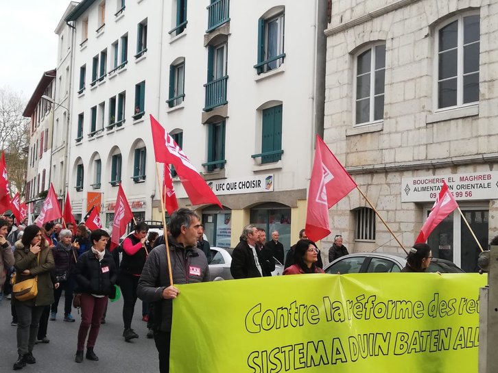 La comitiva de LAB en la manifestación de este jueves. (@LAB_ieh)