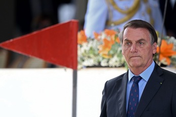 Jair Bolsonaro, durante un acto en el cuartel general de la Marina, en Brasilia. (Evaristo SA / AFP)