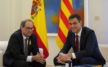 Torra y Sánchez en su última reunión: Pedralbes, diciembre de 2018.