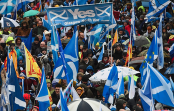 Manifestación en Glasgow a favor del derecho a decidir de Escocia. (AFP).