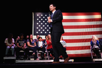 Pete Buttigieg, en un mitin en Concord, New Hampshire, el estado que celebrará las segundas primarias demócratas. (Spencer PLATT/GETTY IMAGES-AFP)