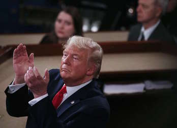 El presidente de EEUU, Donald Trump, en el discurso a la nación, en el que no se refirió al «impeachment».(Mario TAMA/AFP)