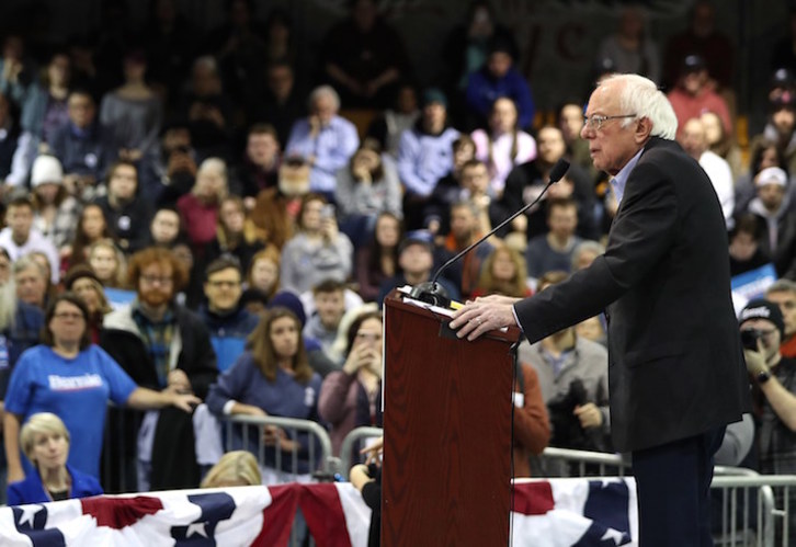 El precandidato demócrata Bernie Sanders, en un mitin en New Hampshire. (Joe RAEDLE/AFP