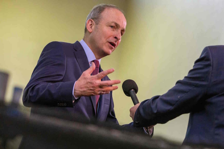 Micheal Martin, presidente del Fianna Fáil, en un acto reciente. (Paul FAITH / AFP)