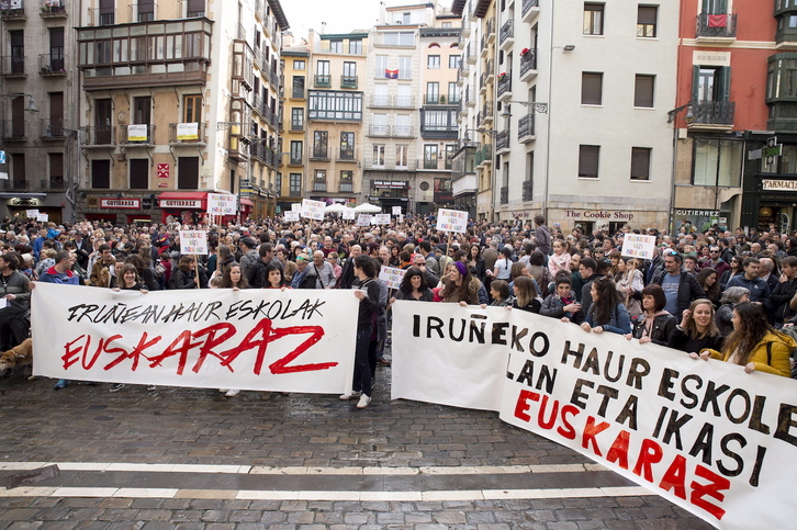 Iruñean euskarazko haur eskolen defentsan egindako elkarretaratzea. (Iñigo URIZ / FOKU)