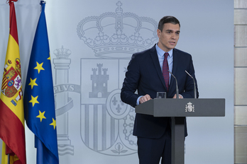 Pedro Sánchez, durante su comparecencia del jueves. (Borja PUIG DE LA BELLACASA/POOL MONCLOA)