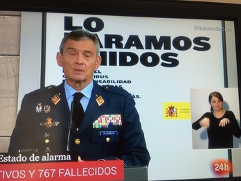 Miguel Angel Villarroya, Jefe de la Defensa, en la comparecencia de hoy.