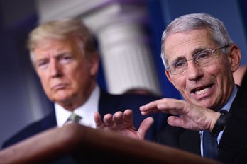 Fauci, junto a Trump en una comparecencia anterior. (Brendan SMIALOWSKI | AFP)