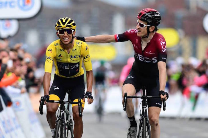 Bernal, ganador en 2019, junto a Thomas. (ASO/LETOUR)