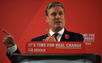 Keir Starmer, durante un acto celebrado por el Partido Laborista en noviembre en Harlow. (Daniel LEAL-OLIVAS / AFP)