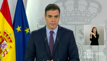 Pedro Sánchez, durante la rueda de prensa. 