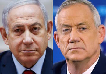 Benjamin Netanyahu y Benny Gantz. (Jack GUEZ/AFP)