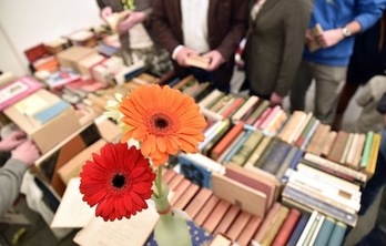 Imagen de la celebración del Día del Libro el año pasado en Iruñea.