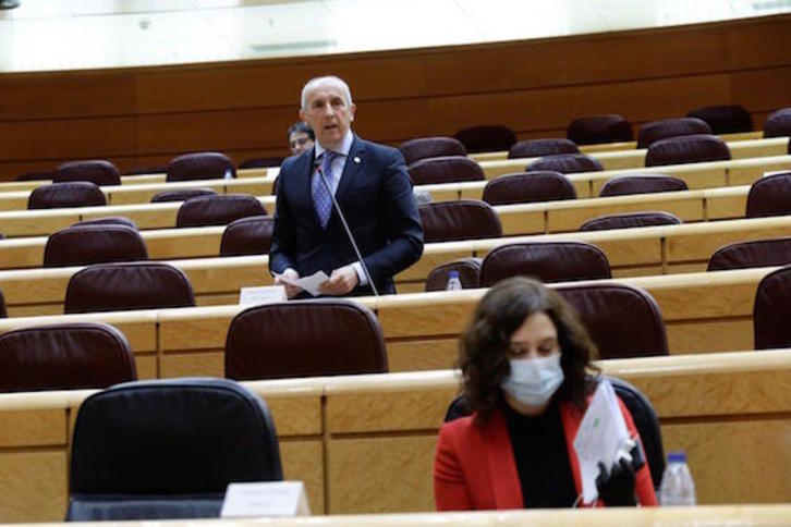 Josu Erkoreka, en su intervención del pasado jueves en el Senado. (IREKIA)