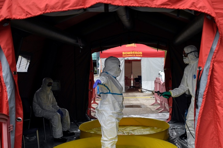 Ifema albergó la Cumbre mundial del Clima y después un hospital para afectados por Covid-19. (Oscar DEL POZO / AFP)