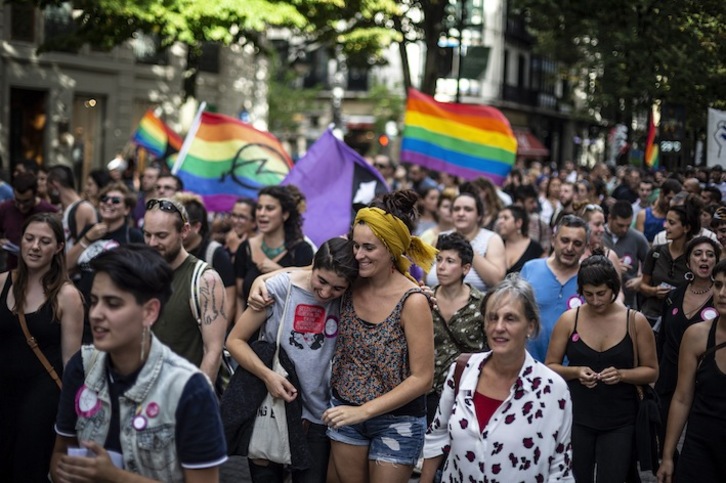 Imagen de la manifestación 'Harro ez da €uro pride' celebrada el pasado septiembre en Bilbo. (Aritz LOIOLA/FOKU)