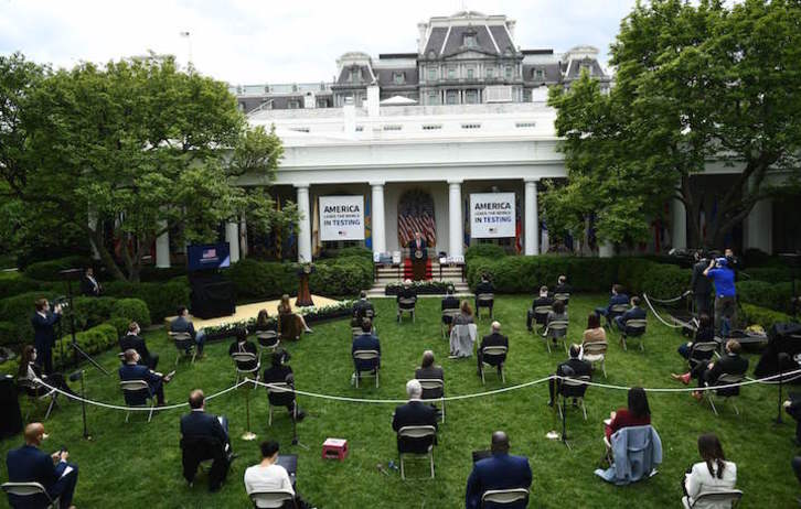 Rueda de prensa de Trump en la Casa Blanca. (Brendan SMIALOWSKI/AFP)