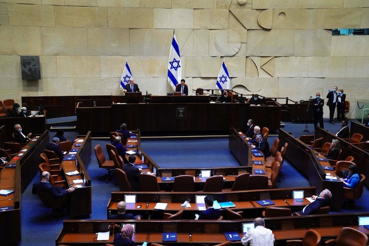 Un momeno de la sesión parlamentaria de hoy en la Knesset. (Adina VALMAN-AFP) 