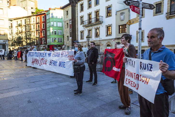 Patxi Ruizekin elkartasunean Bilbon egindako kontzentrazioa. (Aritz LOIOLA/FOKU)