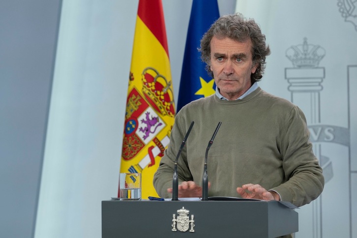 Con sus habituales reservas, Fernando Simón ha mostrado un discurso optimista sobre la evolución de la pandemia en el Estado español. (Borja PUIG DE LA BELLACASA / AFP PHOTO)