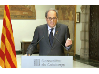 El president de la Generalitat, Quim Torra, en su intervención. (@govern)