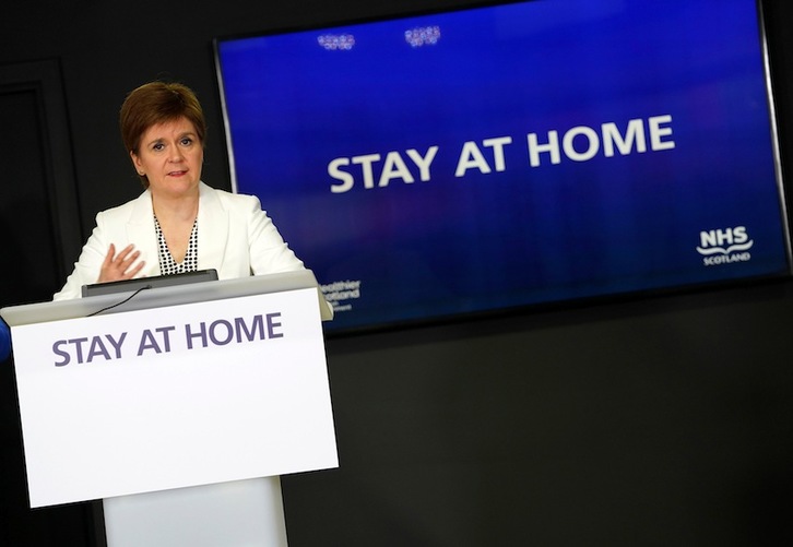 Nicola Sturgeon Eskoziako agintaria. (AFP)