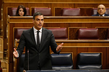 Gobernu espainiarreko presidentea, Pedro Sanchez, Kongresuan. (MONCLOA)