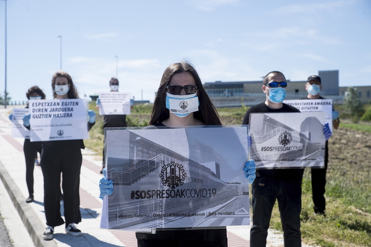 Protesta por la situación de los presos durante la pandemia. (Iñigo URIZ / FOKU)