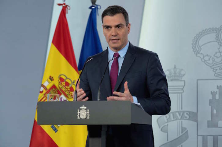 Pedro Sánchez ha comparecido este domingo en La Moncloa tras reunirse con los presidentes autonómicos. (Borja PUIG DE LA BELLACASA/AFP)