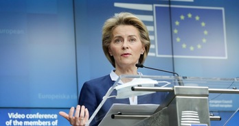 La presidenta de la Comisión Europea, Ursula von der Leyen. (Olivier HOSLET | AFP)