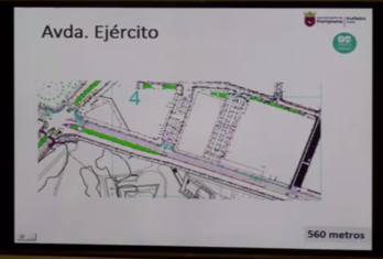 Plano del nueve eje ciclista a su paso por la avenida del Ejército. (IRUÑEKO UDALA)
