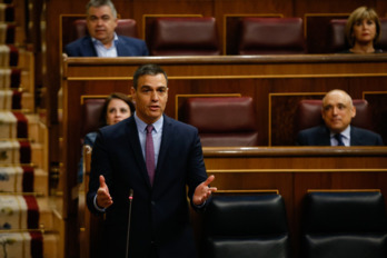 El presidente del Gobierno español, Pedro Sánchez, en un momento del pleno. (CONGRESO)