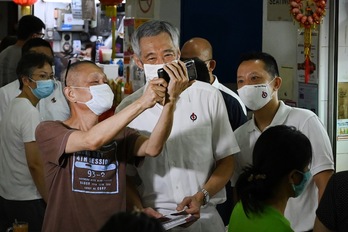 Lee Hsien Loong lehen ministroa, hauteskunde kanpainan. (Roslan RAHMAN-AFP) 