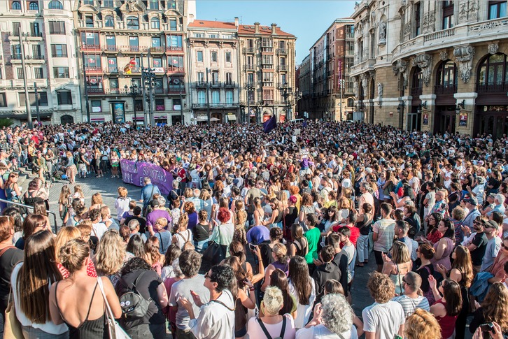 Protesta contra una violación grupal en Bilbo, en agosto de 2019. (Marisol RAMIREZ | FOKU)