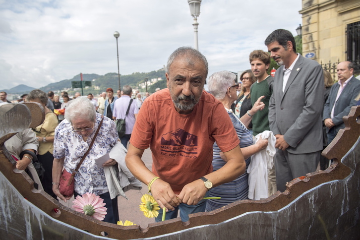 Iñaki Egaña en el acto de recuerdo a las víctimas del franquismo en Donostia de 2018. (Juan Carlos RUIZ/FOKU)