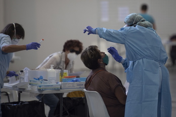 Realización de pruebas PCR en Ficoba, Irun. (Gorka RUBIO/FOKU)